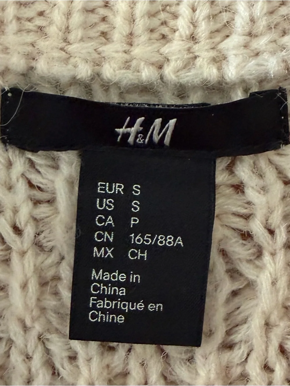 H&M Cable-Knit Crew Neck Pullover Sweater Long Sleeve Women’s Size Ivory NEW
